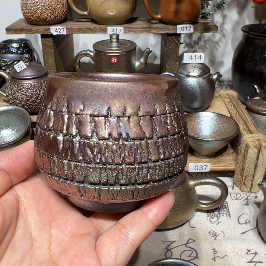 壶小*兮建水紫陶紫泥柴烧杯