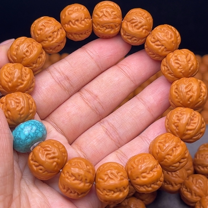 猴头核桃吊坠17麻花串绿