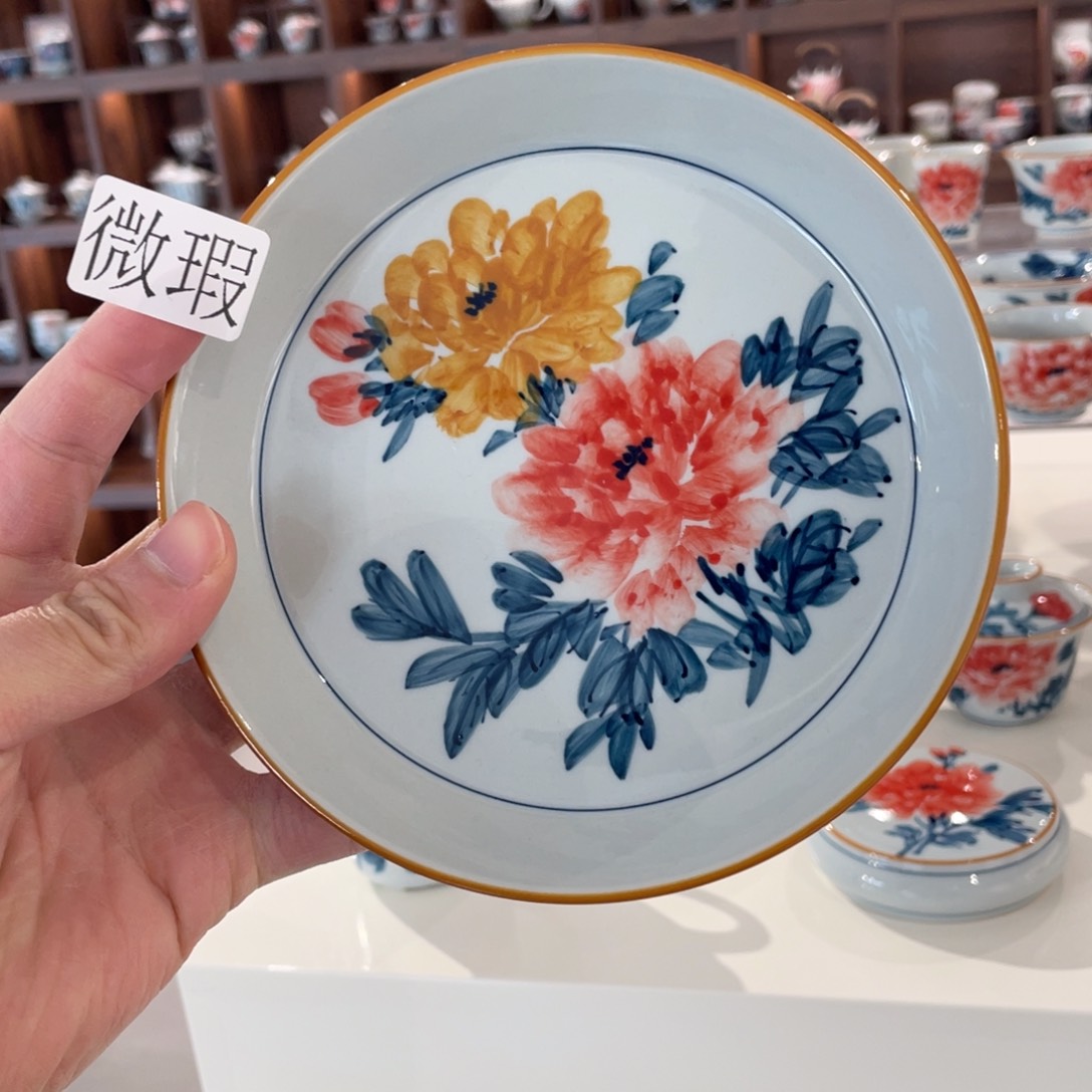 釉下手绘茶具微瑕