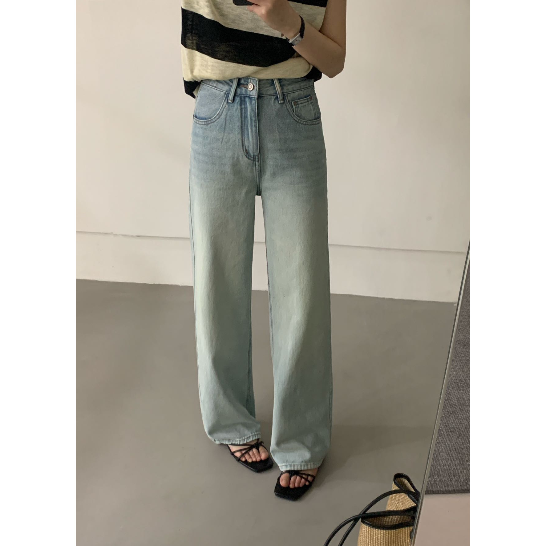 88366复古蓝直筒牛仔裤