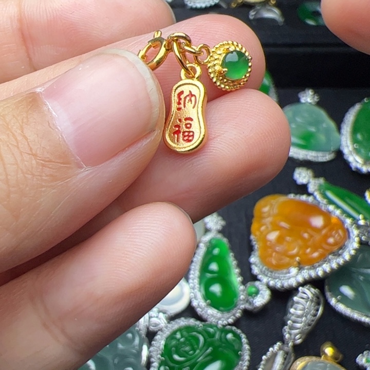 翡翠银S925镶嵌吊坠(不含链)