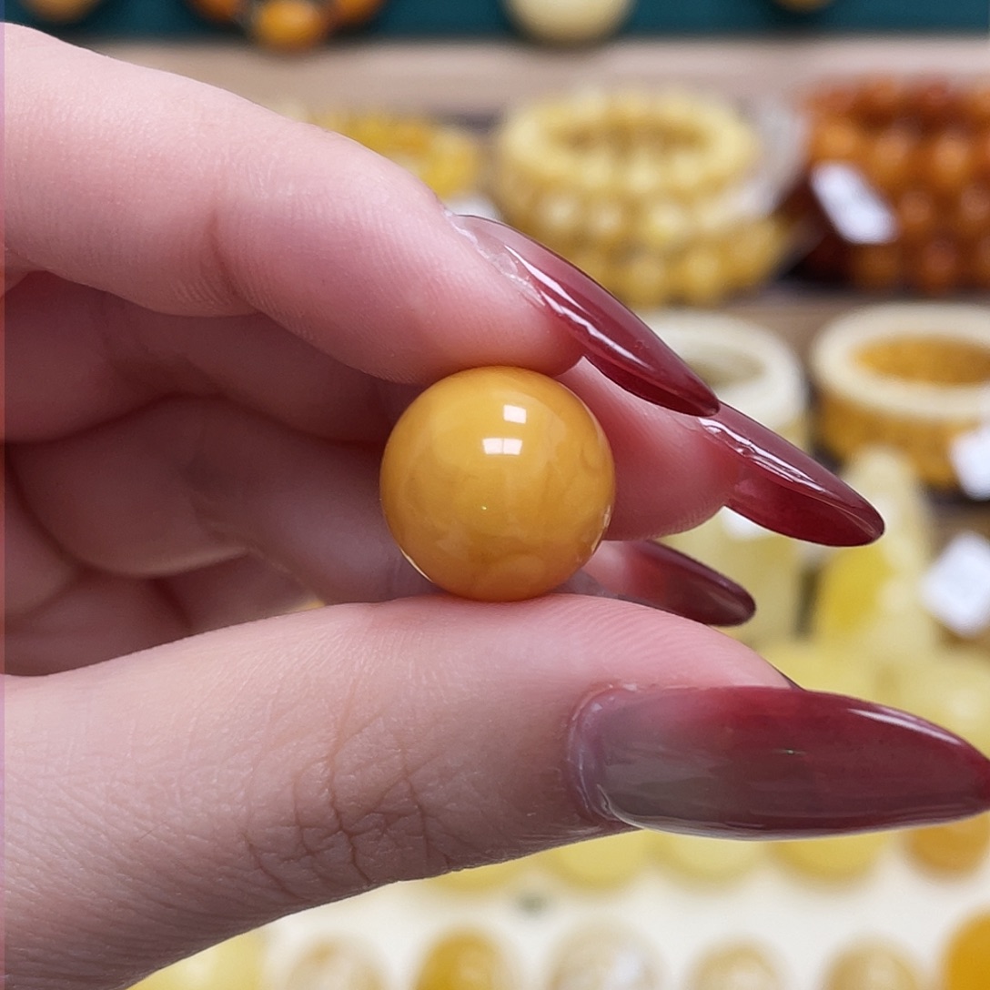 蜜蜡未镶嵌珠宝奇石14.3mm妖花圆珠