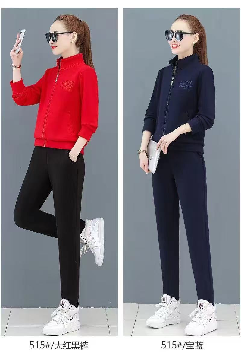 休闲运动套装大码百搭秋季女士加厚运动服跑步515