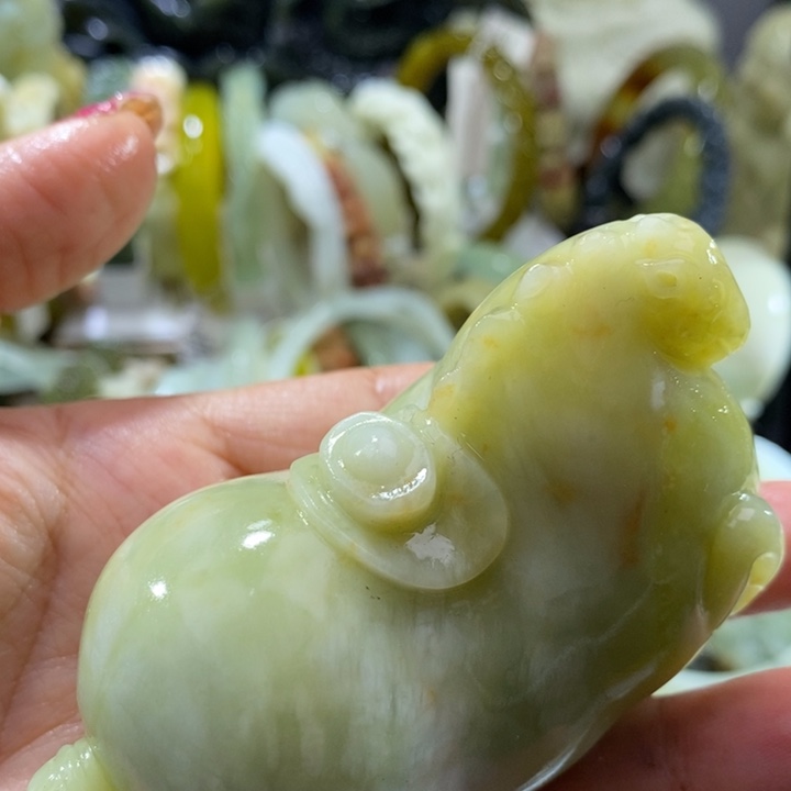 岫玉未镶嵌岫玉手把