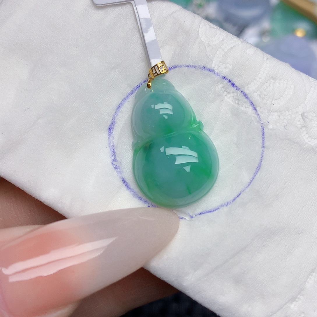 翡翠18K金镶嵌颈饰天然缅甸翡翠a货百元以上9元证书费自理