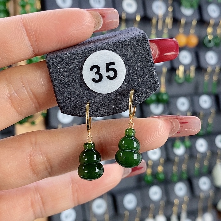 和田玉耳饰18K金镶嵌