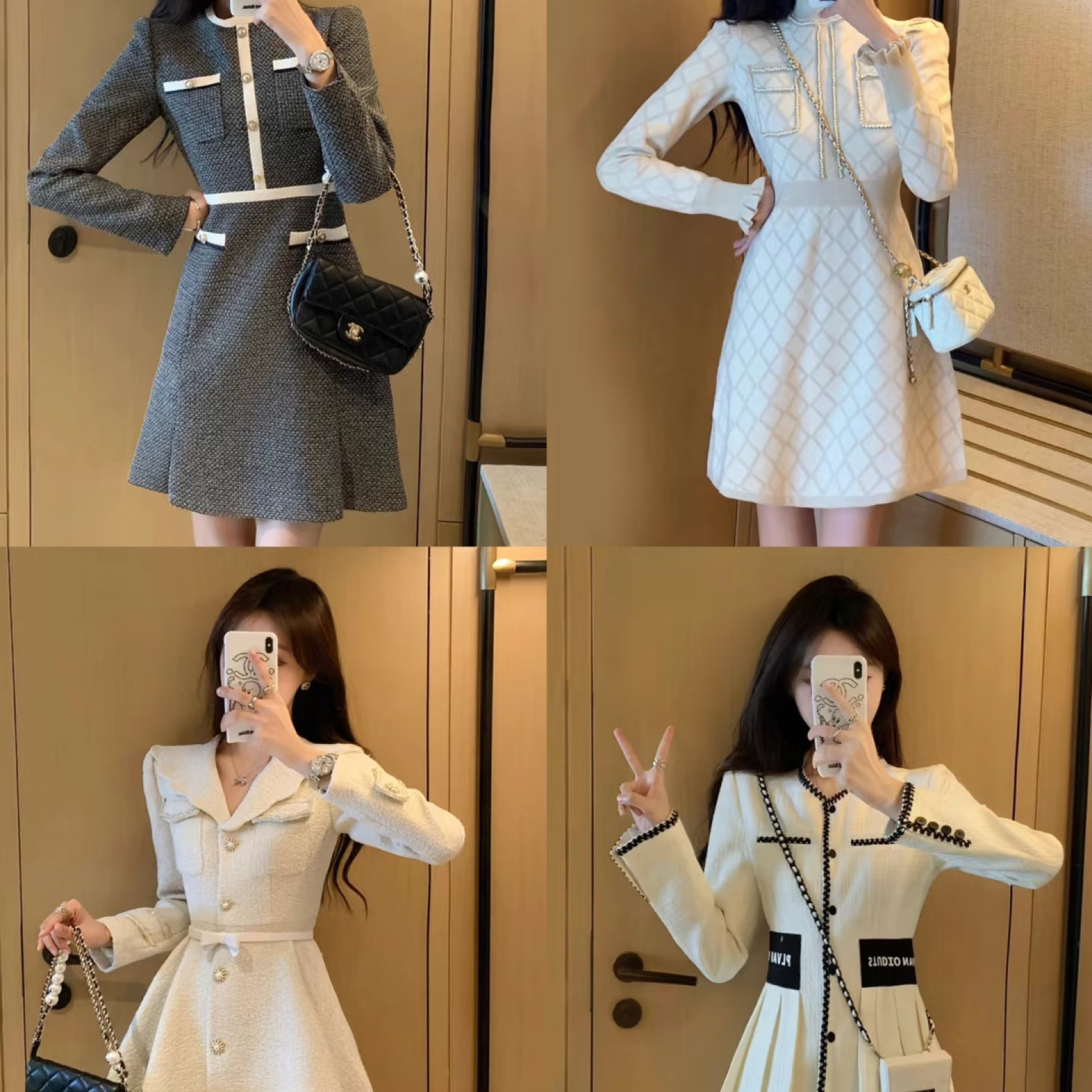 A101-200高级感气质长袖连衣裙收腰显瘦中长款春秋2025新款