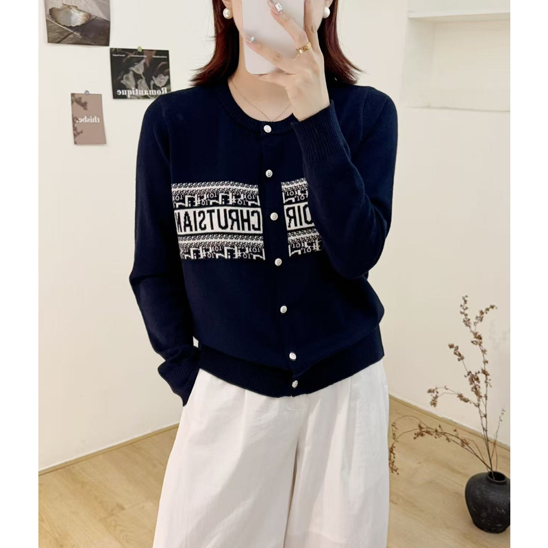 藏青OOIR秋冬季新款针织开衫长袖百搭羊毛衫FA9122