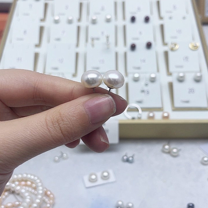 淡水珍珠耳饰银S925镶嵌2***8