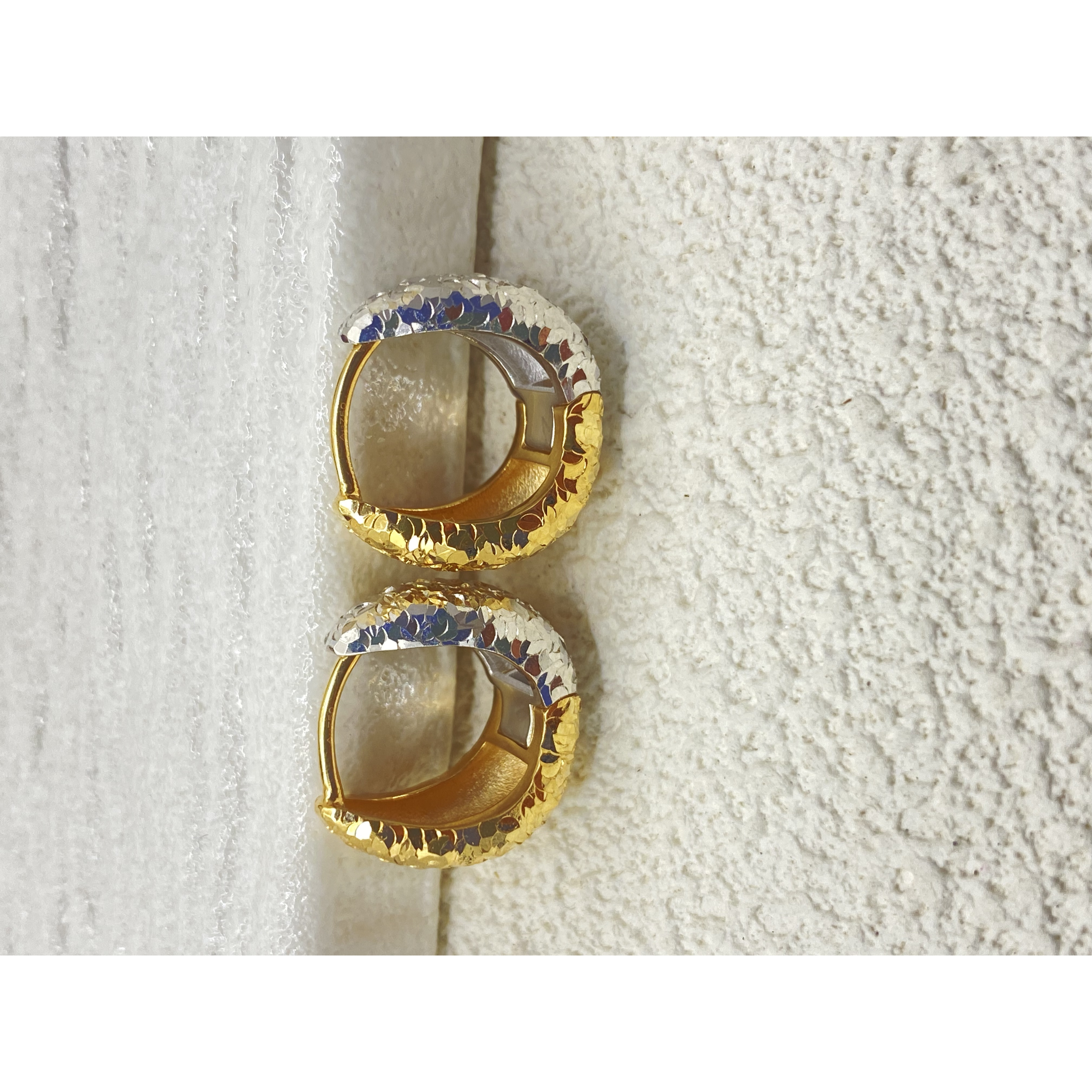 18k金碎碎金U型耳环卡15.6*15mm