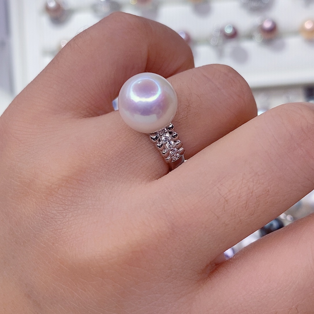 文***君戒指淡水珍珠银S925镶嵌