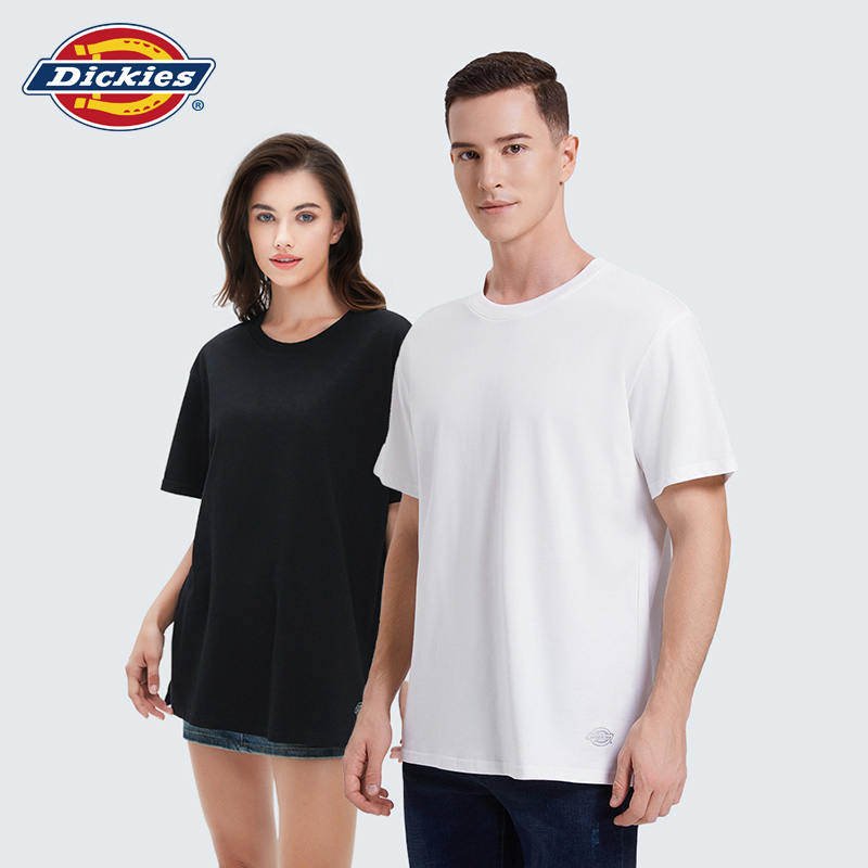 【情侣款】Dickies纯棉短袖宽松休闲夏季男女圆领家居服纯色打底衫