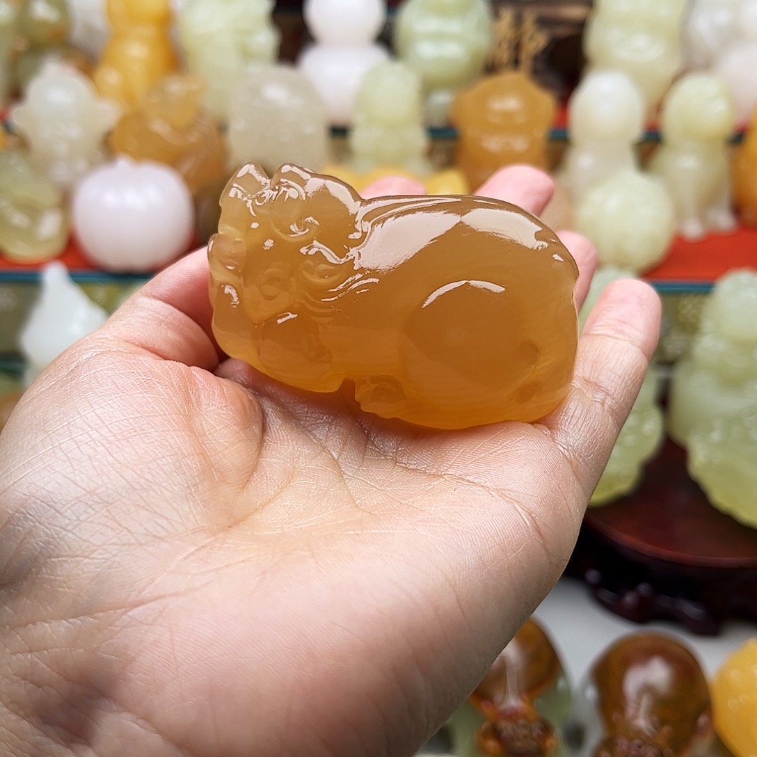 这***点石材貔貅手把材料