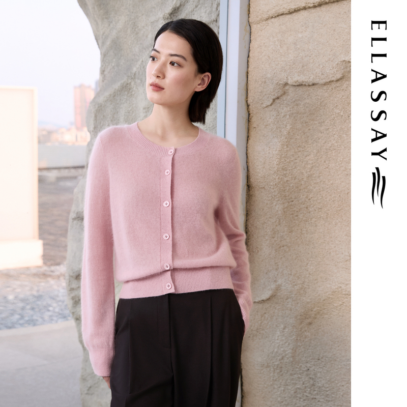 ELLASSAY歌力思2025秋季新款温柔舒适圆领针织开衫女EWE363M13200