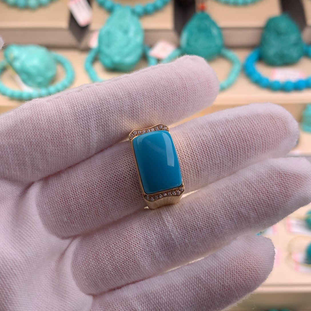 绿松石珠宝奇石18K金镶嵌