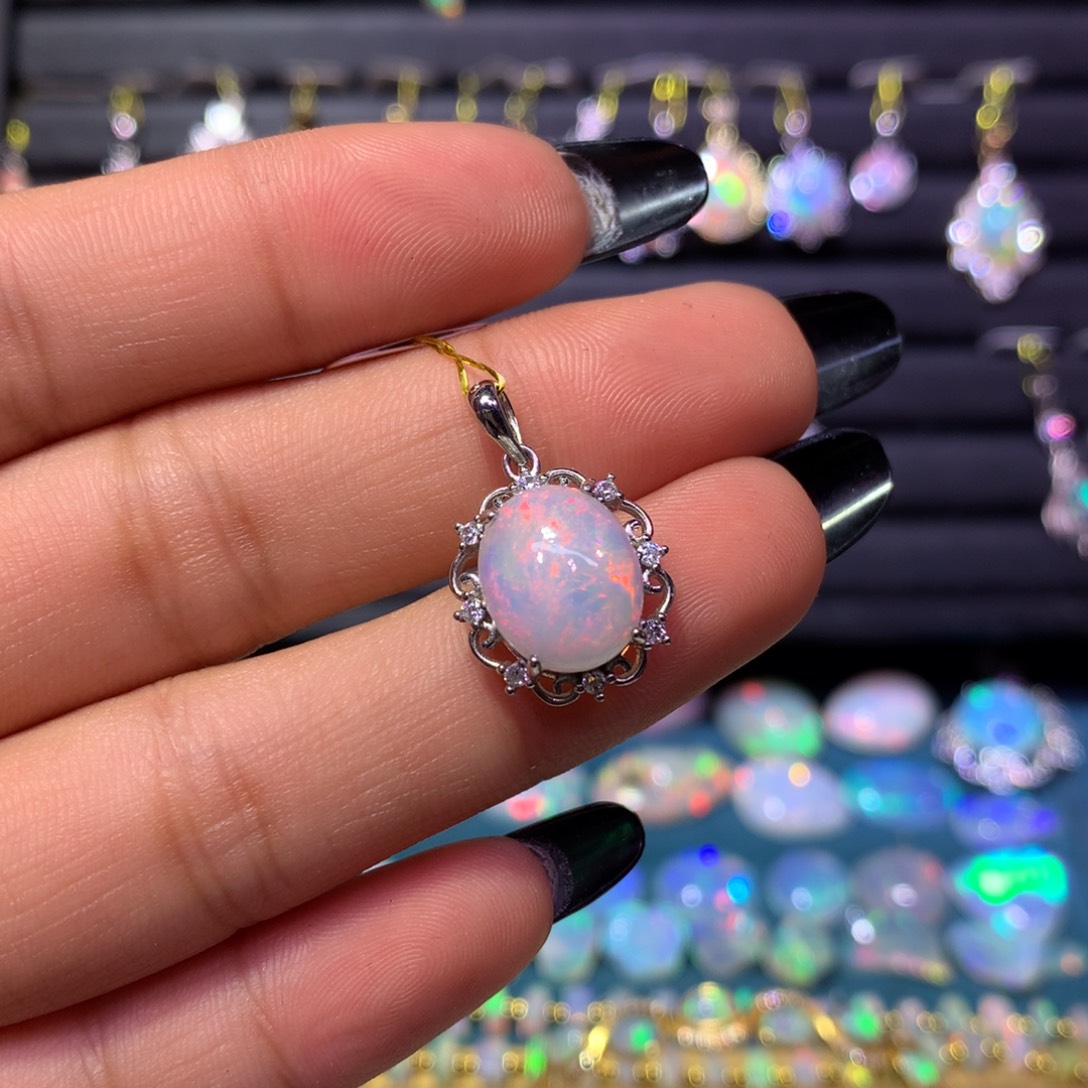 欧泊银S925镶嵌吊坠款