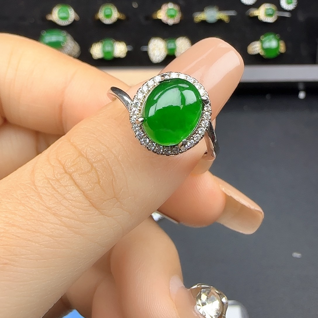 银S925镶嵌戒指翡翠