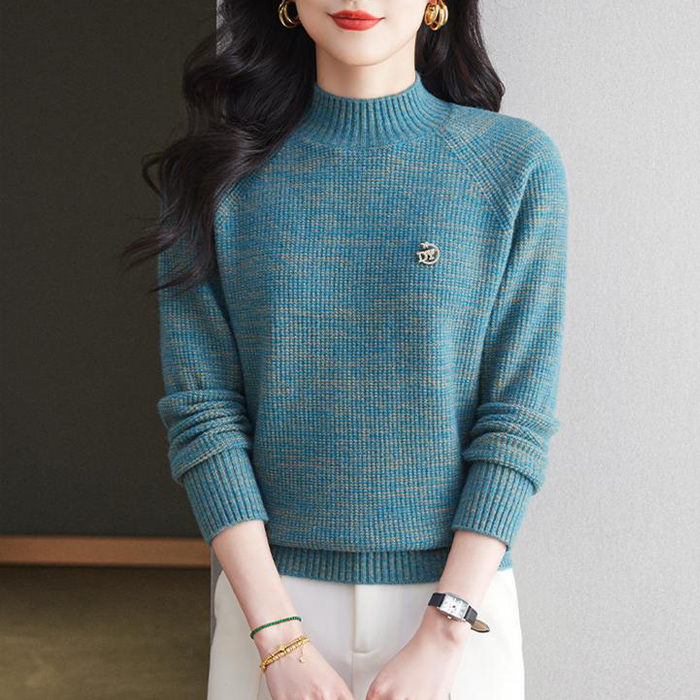 【孔雀蓝】软糯加厚半高领针织衫秋冬季毛衣女时尚洋气百搭上衣809
