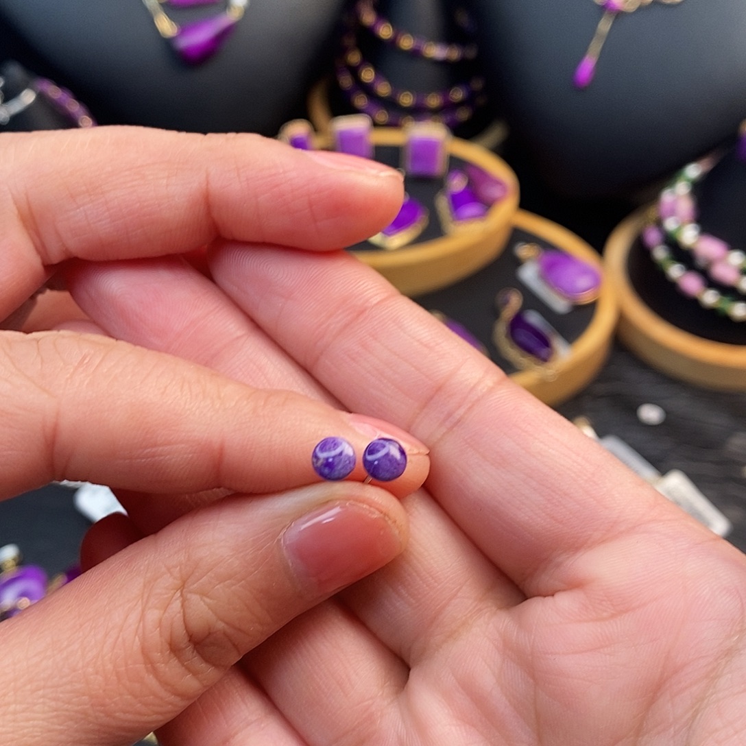 女***爷苏纪石（舒俱来）银S925镶嵌耳饰