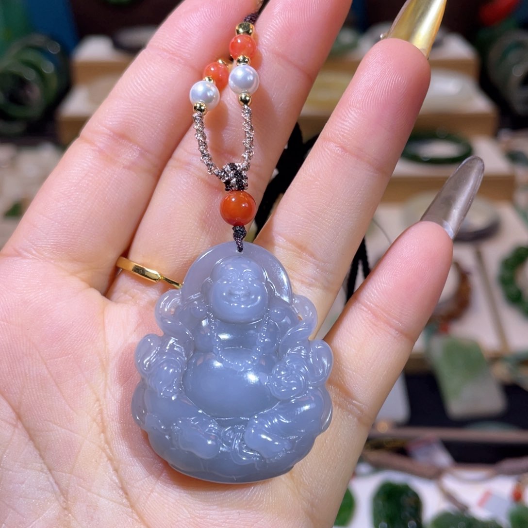 和田玉高品烟紫佛公吊坠未镶嵌