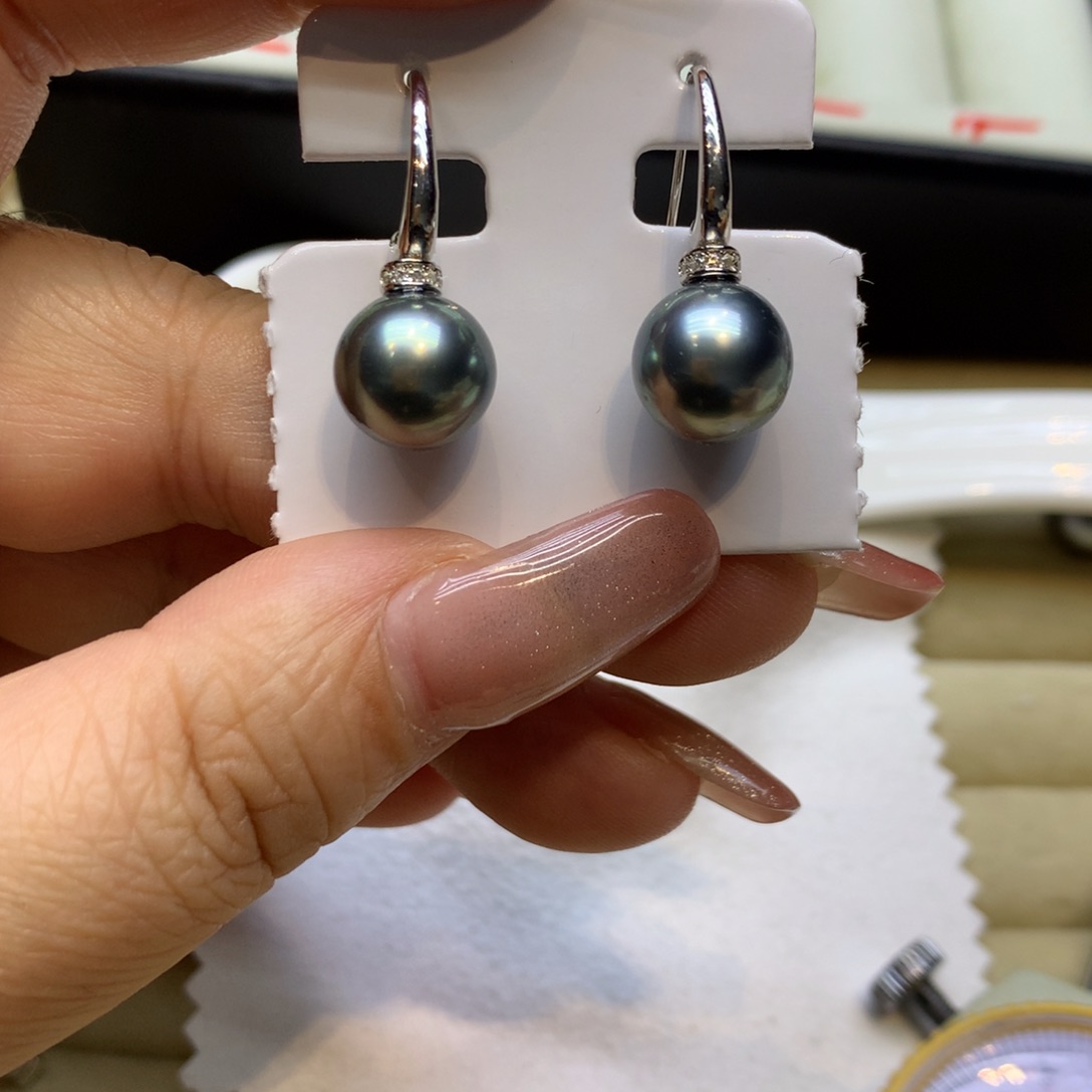 银S925镶嵌耳饰海水珍珠