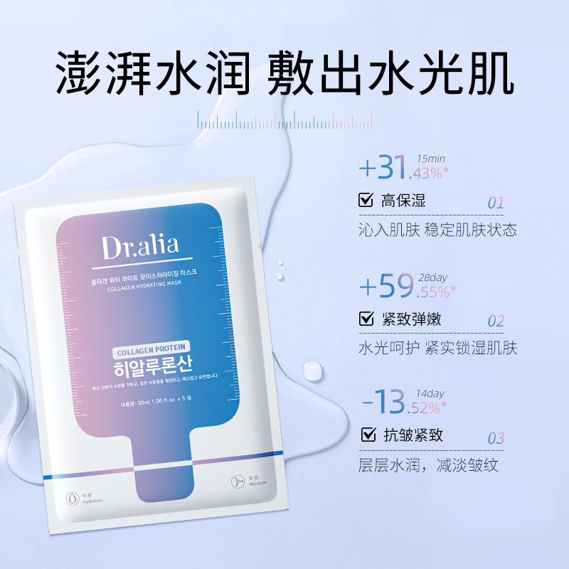韩国水光肌熬夜急救补水润透亮抗皱紧致胶原蛋白面膜