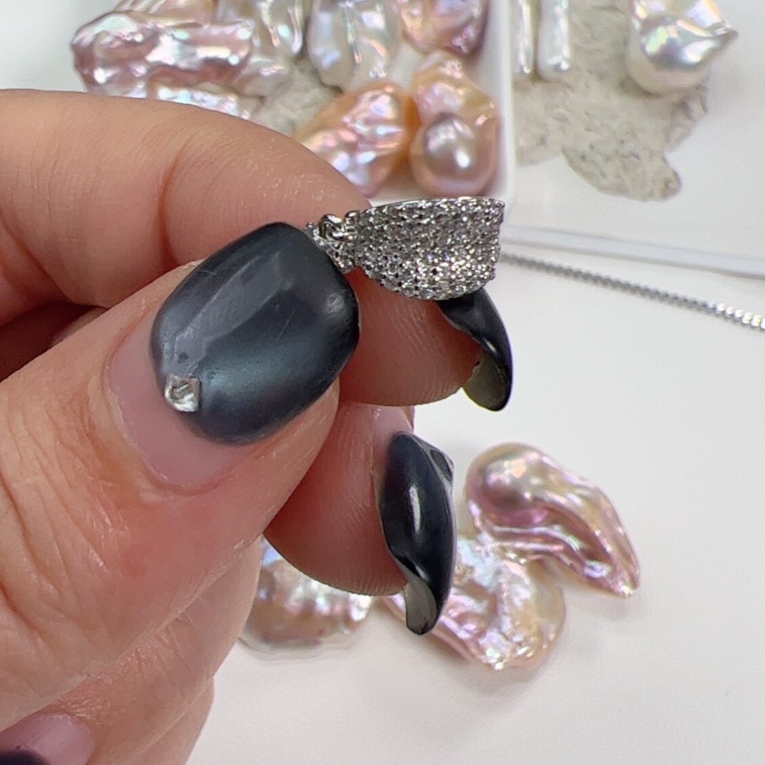 快***焱银S925镶嵌淡水珍珠吊坠(不含链)