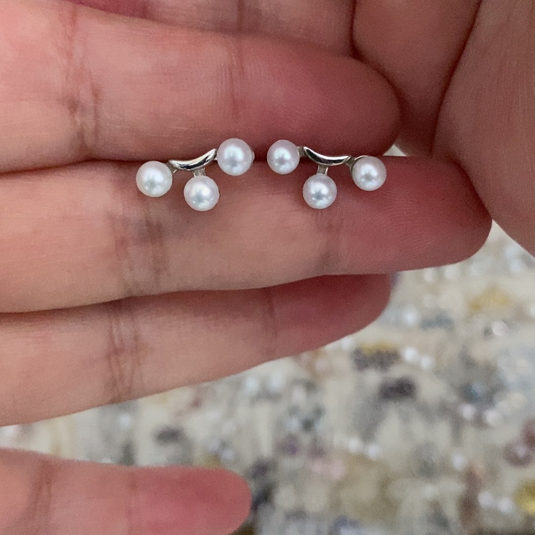 银S925镶嵌耳饰淡水珍珠