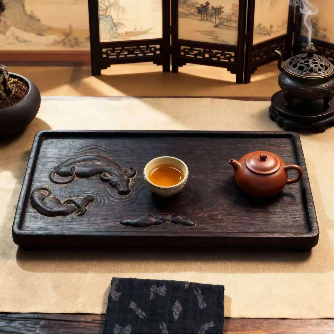 香樟木整木纯手工碳化扭转乾坤干泡茶盘围炉煮茶侘寂风茶空间茶具