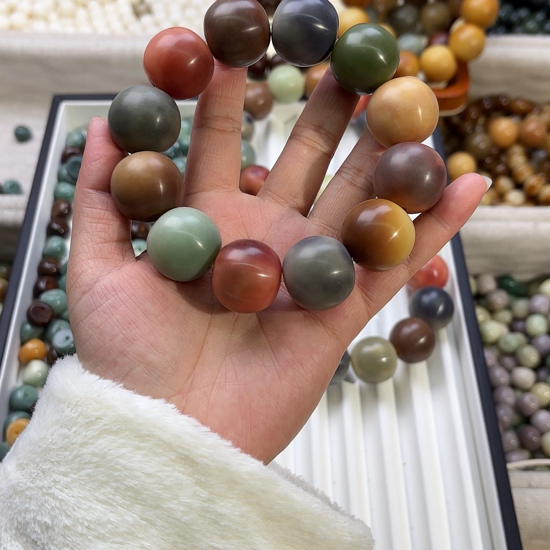 菩提根/象牙果手串温**羊卡22.5-23手工干磨默认微瑕