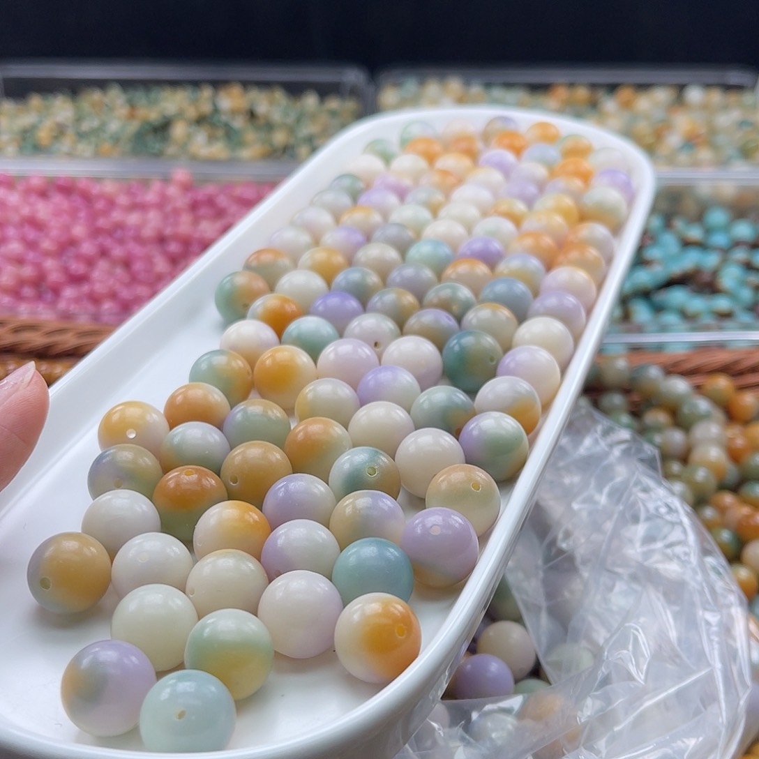 白玉菩提吊坠c14mm/30+3水波纹三彩