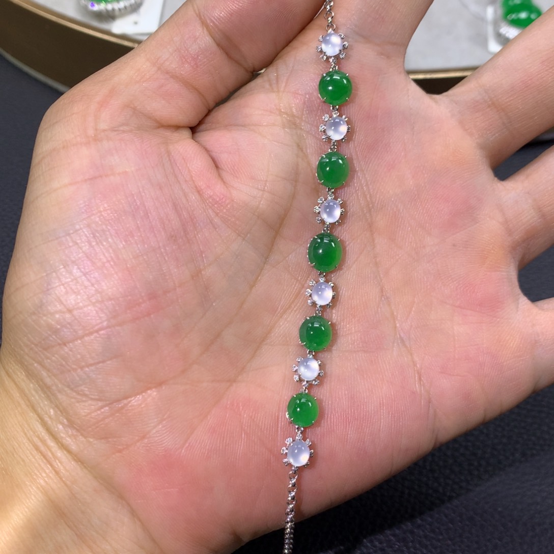 18K金镶嵌手链翡翠翡翠