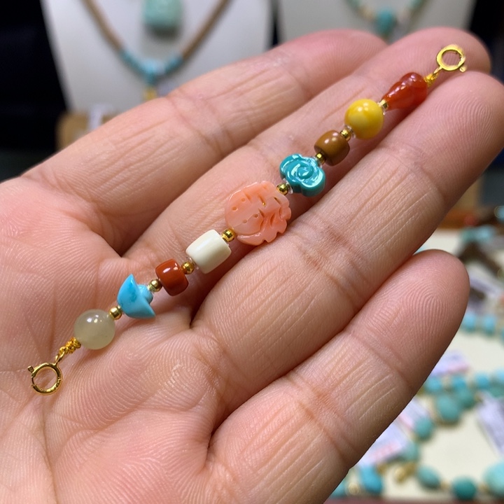 绿松石18K金镶嵌半链