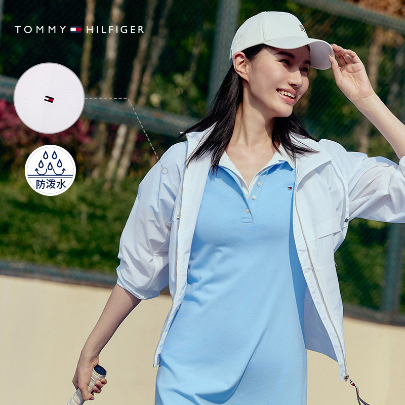 【轻舒适】Tommy25秋冬女防泼水轻薄休闲连帽风衣款夹克外套03979