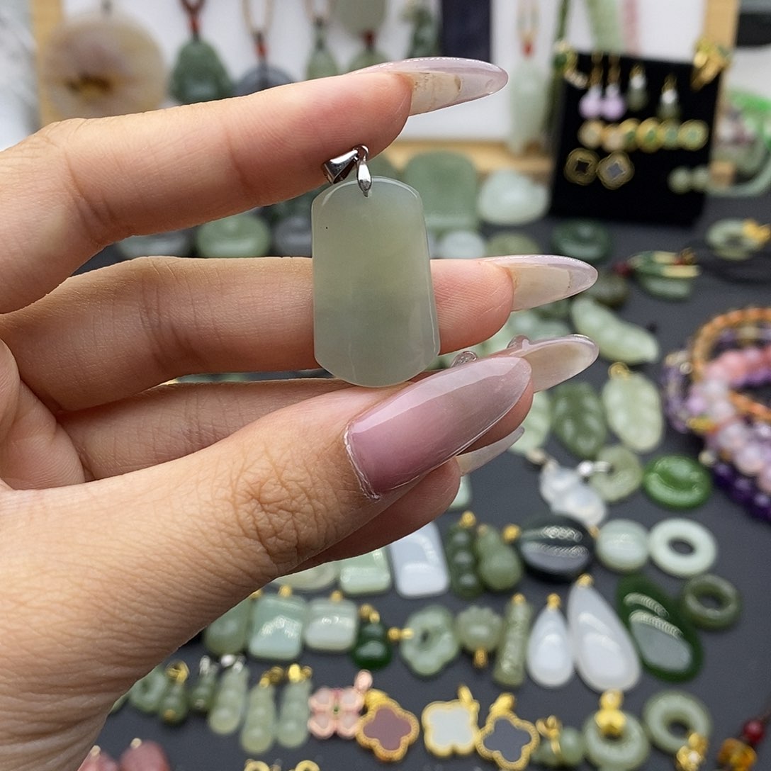 和田玉吊坠(不含链)银S925镶嵌