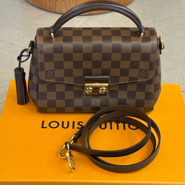 99新 LouisVuitton/路易威登 Croisette棋盘格流苏邮差手提斜挎包