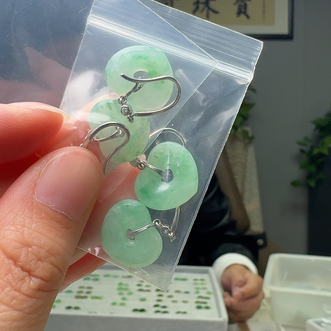 翡翠银S925镶嵌耳饰多样性发货其一