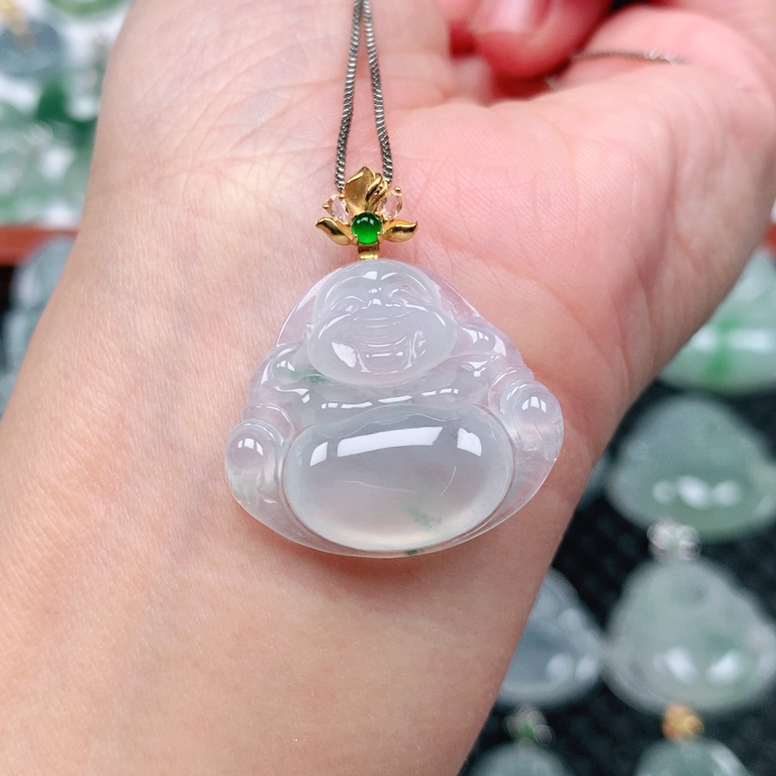 翡翠吊坠(不含链)18K金镶嵌