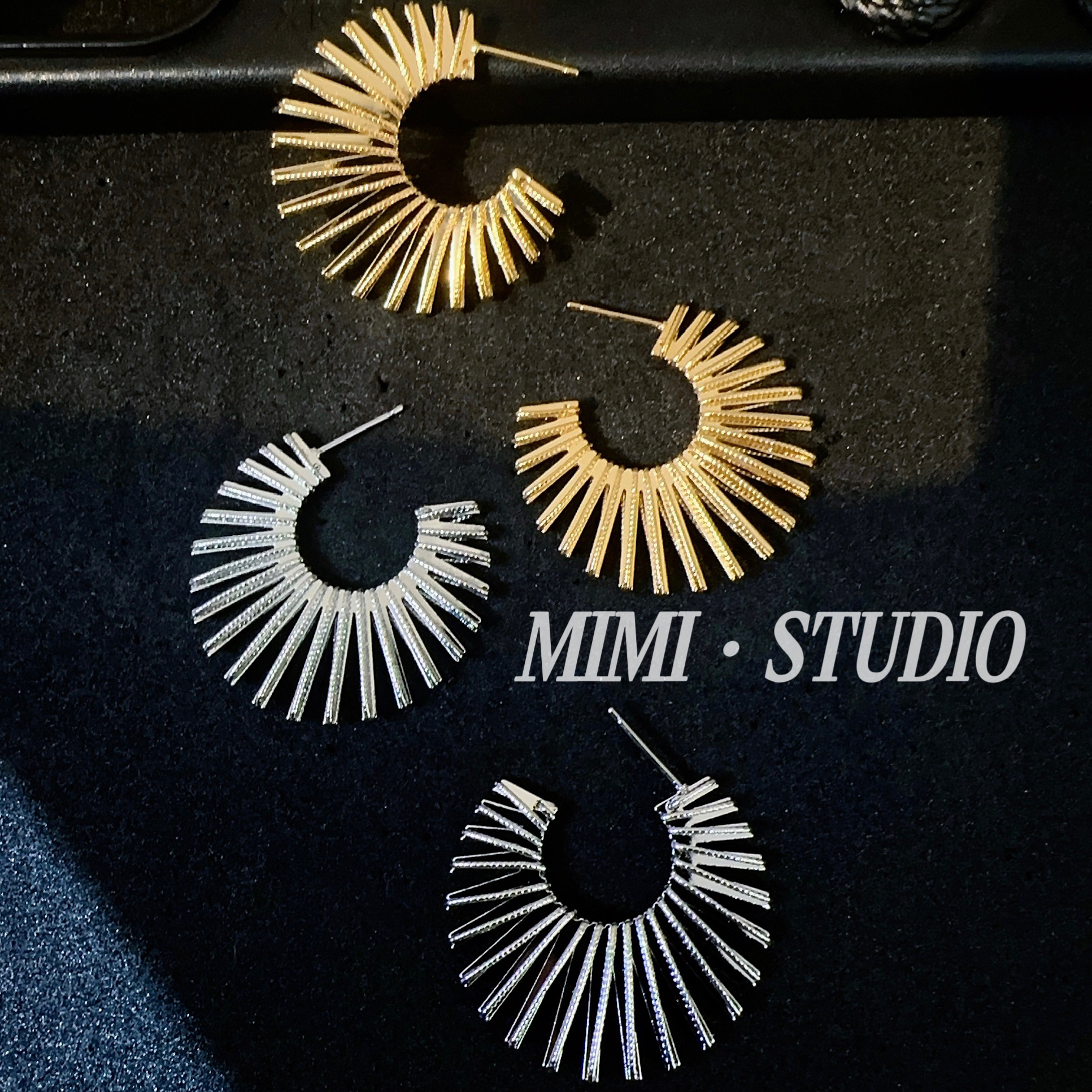 铜合金耳饰 欧美大气圆形（太阳花）耳钉秋冬必备