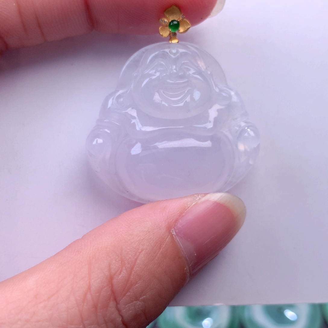 翡翠吊坠(不含链)18K金镶嵌