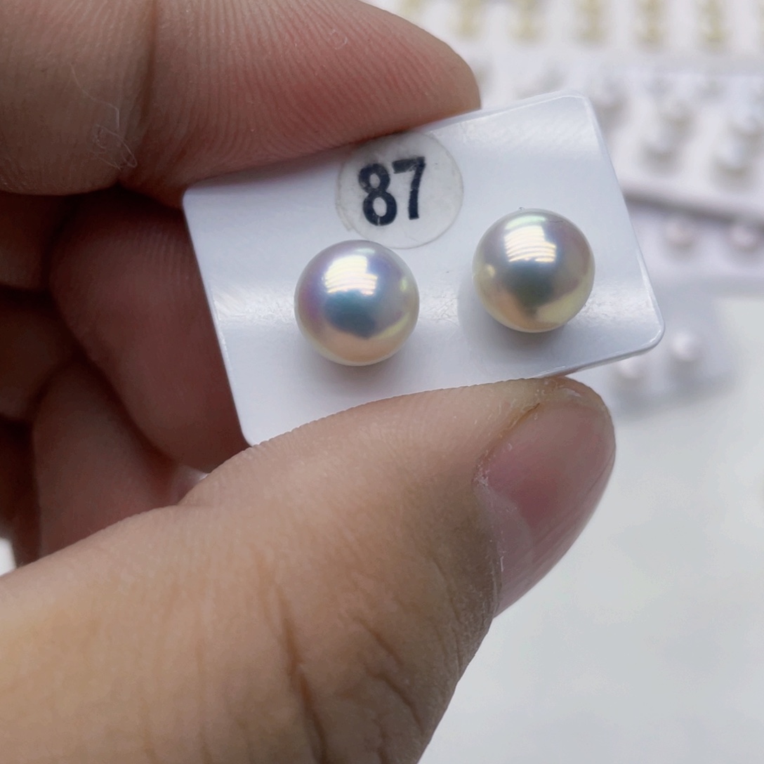 银S925镶嵌耳饰淡水珍珠7-8