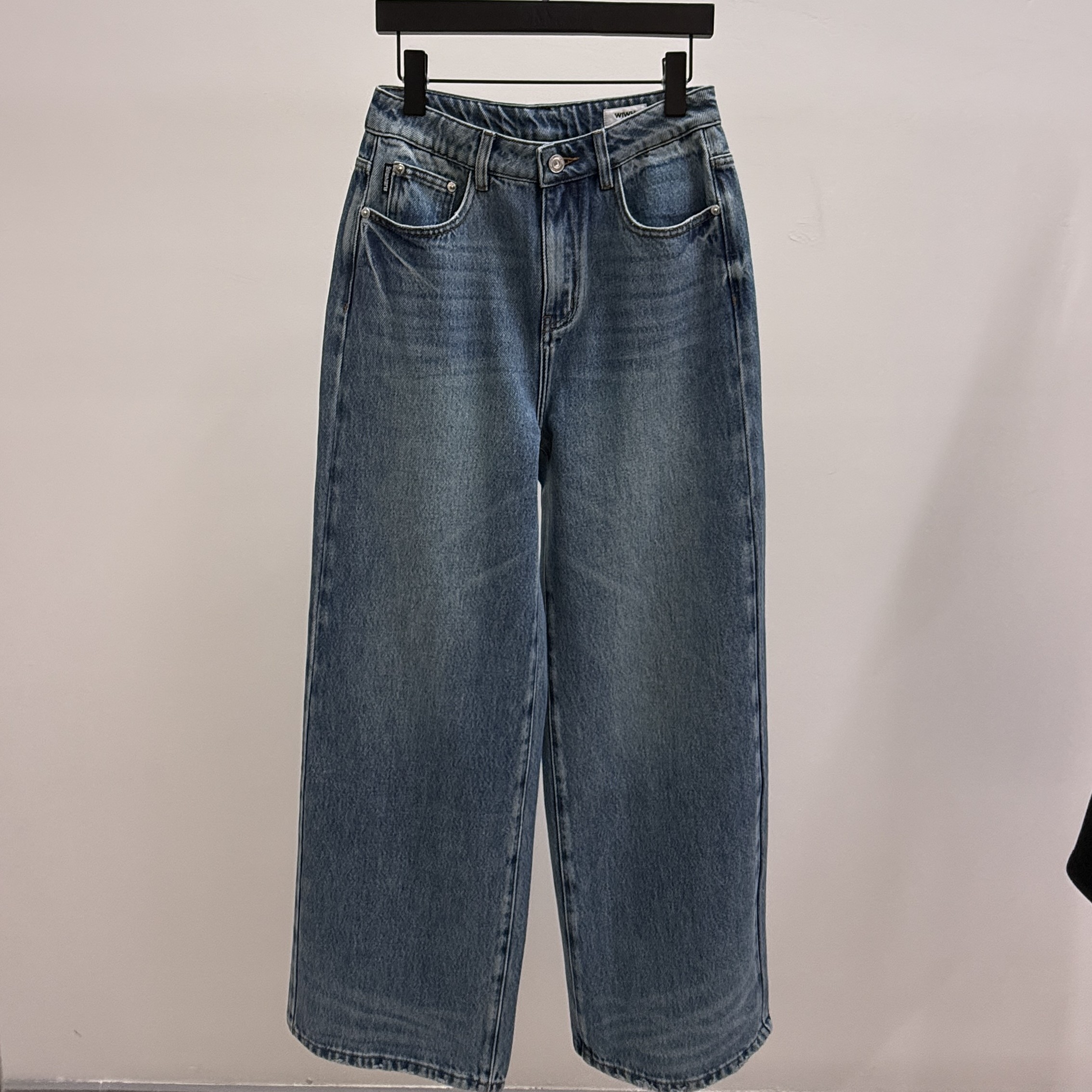 WIWH-高腰显瘦阔腿牛仔裤