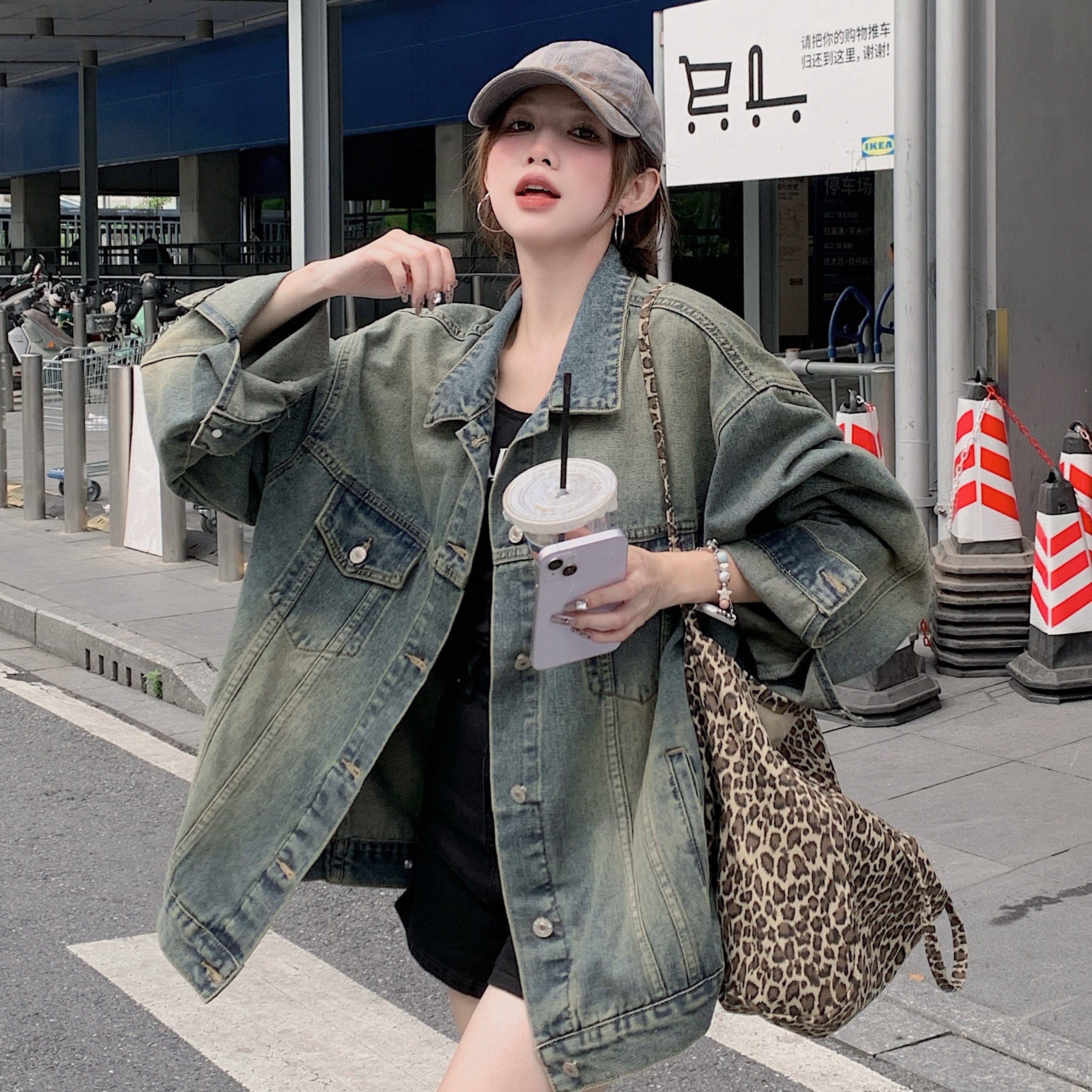 【现货+运补】水洗复古美式牛仔外套女情侣外套女春秋百搭外套8659