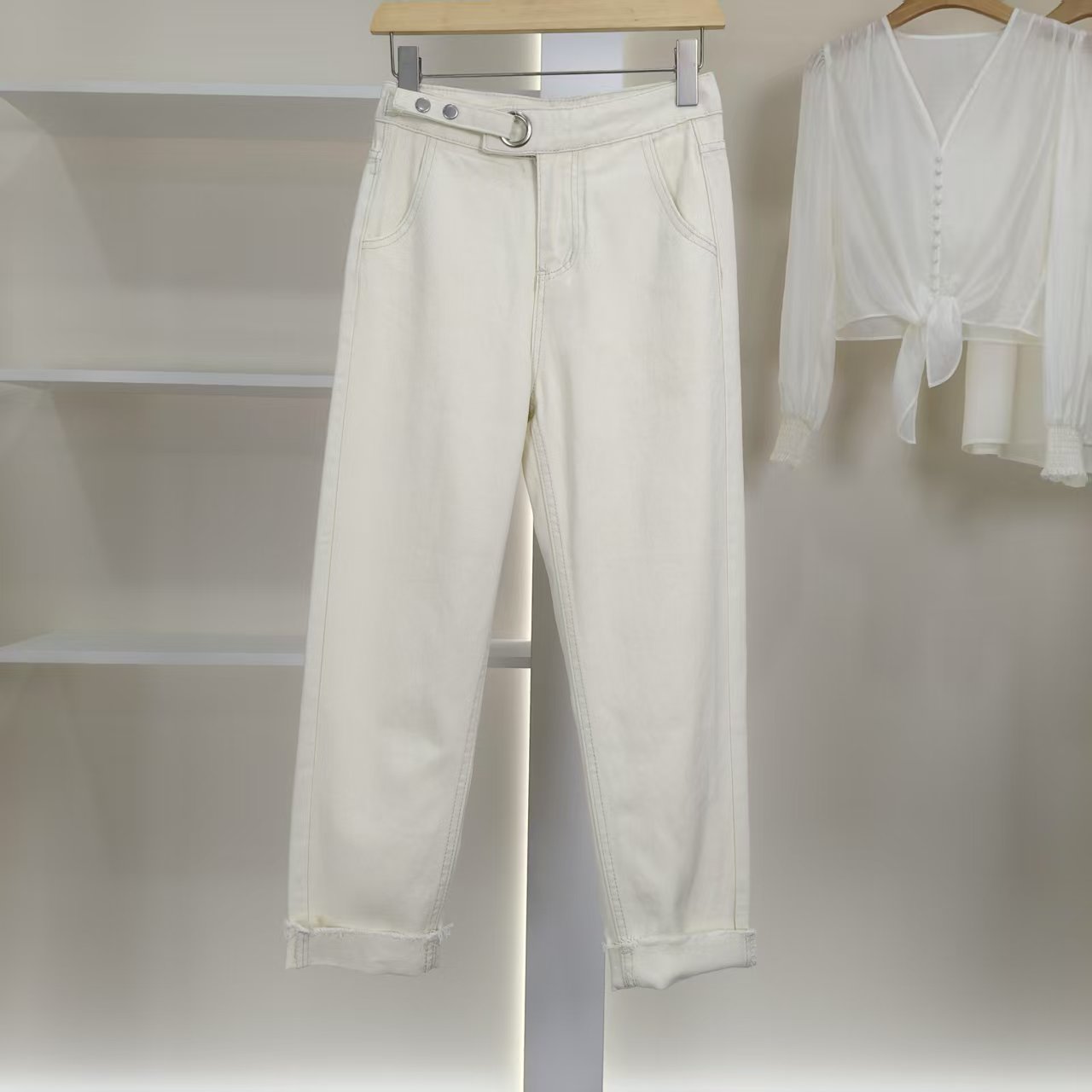 麦迪尚品 50424256 春季简约休闲牛仔哈伦裤品牌撤柜女装