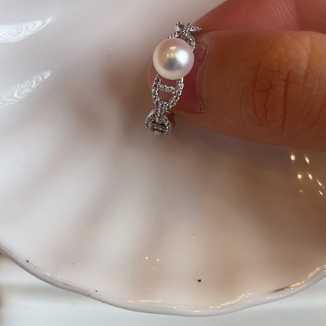 小***神银S925镶嵌戒指淡水珍珠