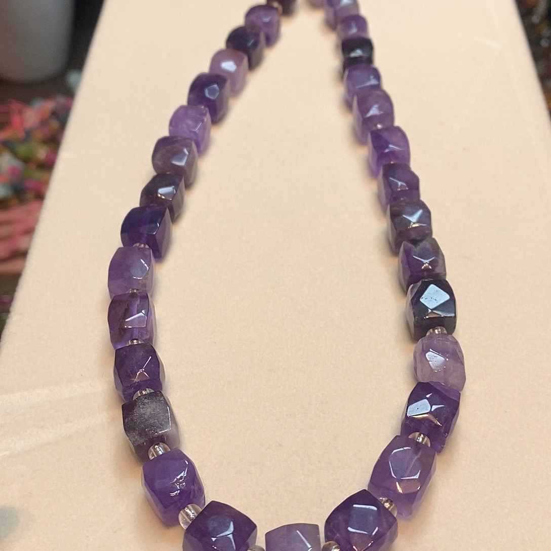 玛瑙/玉髓未镶嵌珠宝半成品天然紫水晶切面方糖11mm