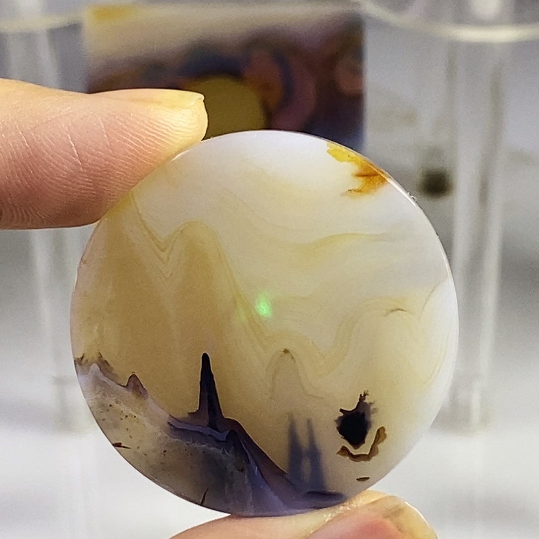 合成碳硅石非金属时尚图纹画面石饰品