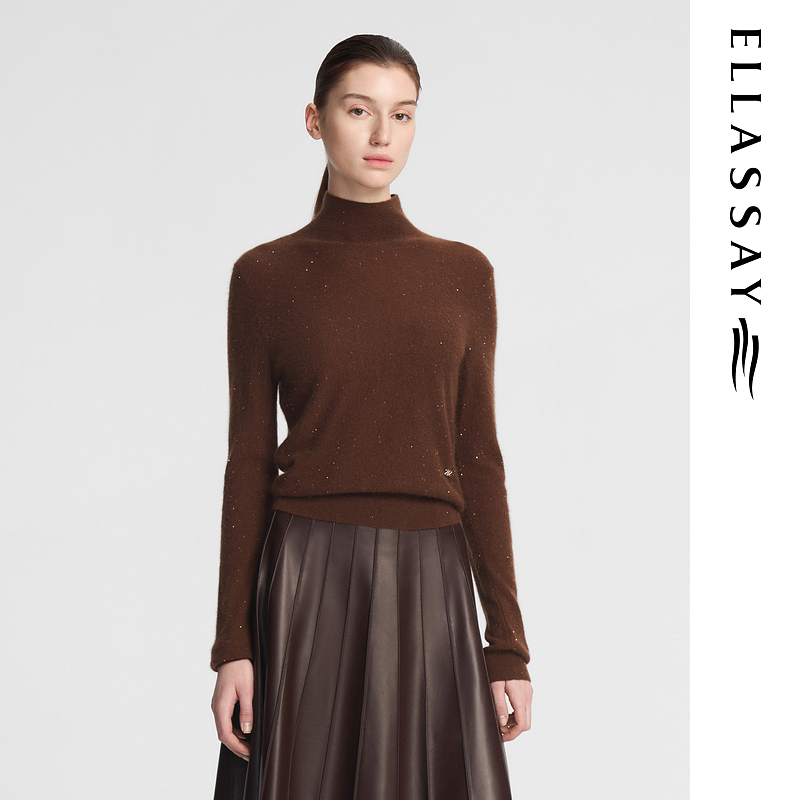 ELLASSAY歌力思秋季新款简约高领修身内搭针织衫女EWF353M09500