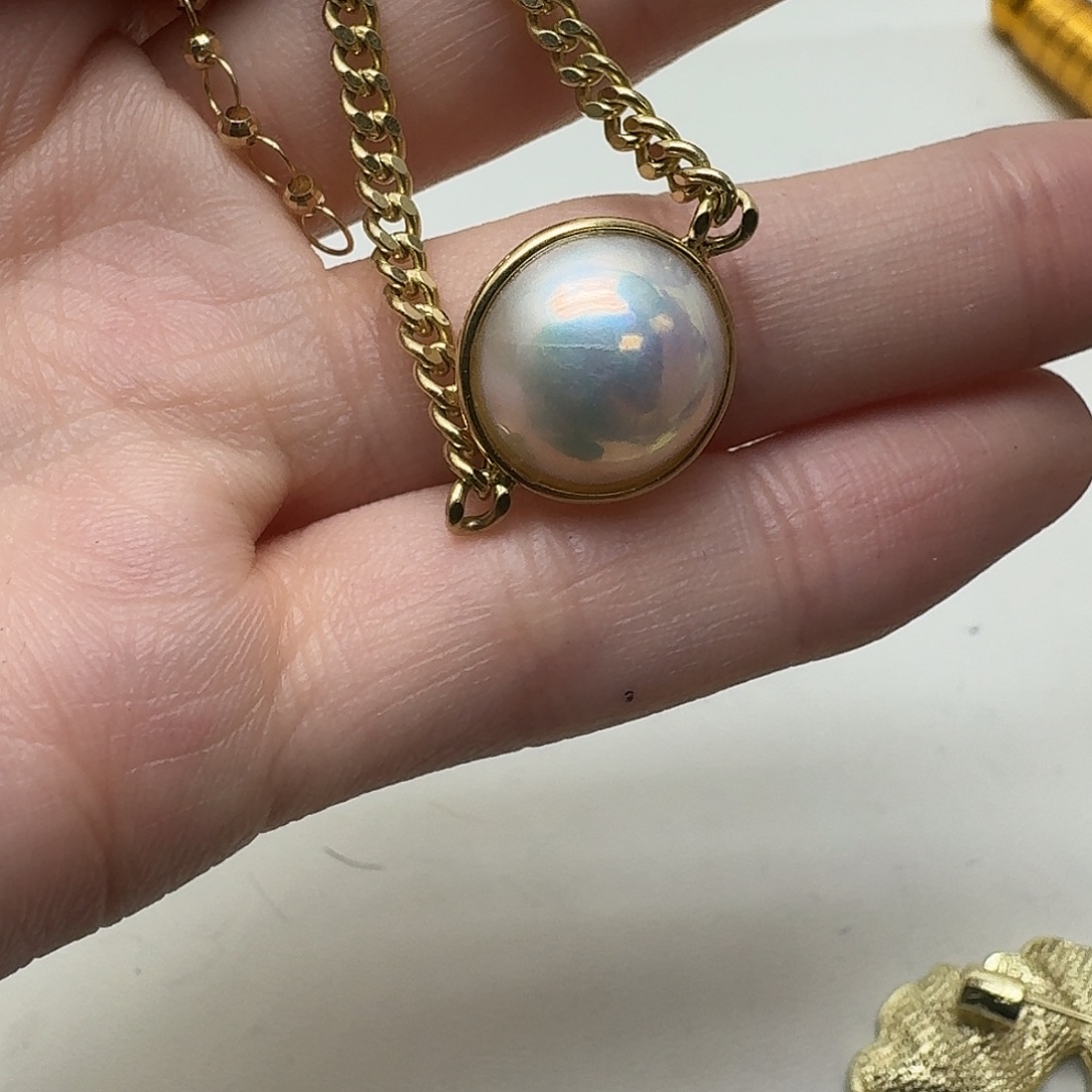 18K金镶嵌手绳拼合珍珠（马贝珠）