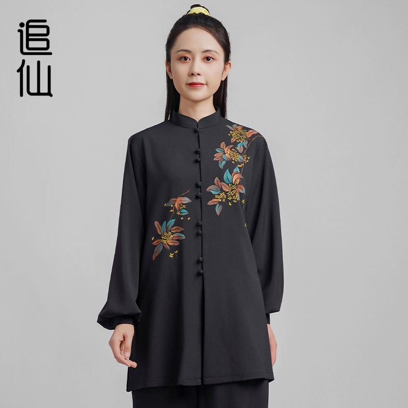 追仙太极服女款春夏秋中长款练功服太极拳服中国风表演服
